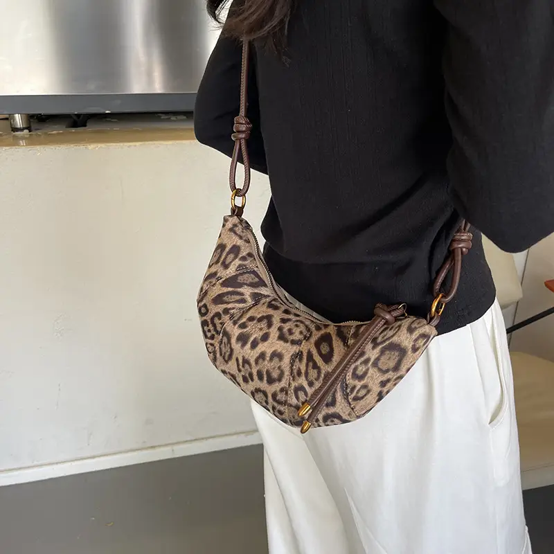 Leopard Print Croissant Bag Women's Shoulder Crossbody