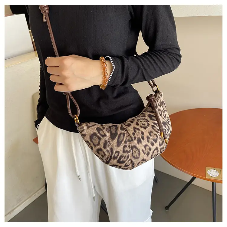 Leopard Print Croissant Bag Women's Shoulder Crossbody — feature 14