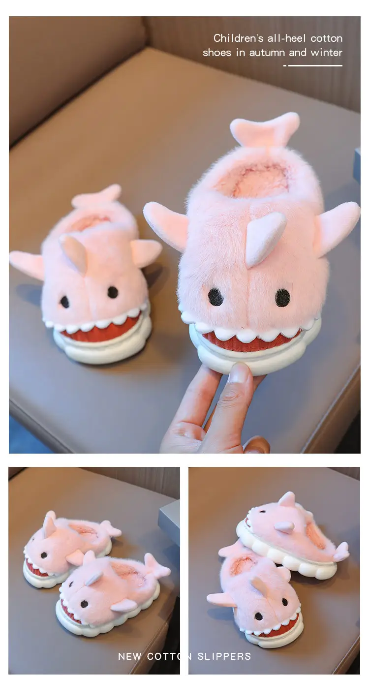Cute Cartoon Shark Slippers for Kids Autumn Winter — feature 11