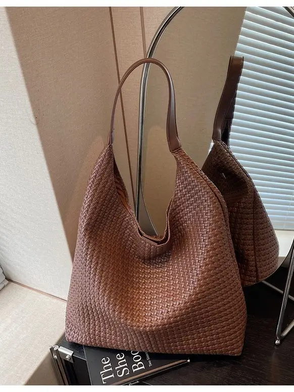 Women Cross-Border Woven Tan Tote Bag 2025 - Image 9