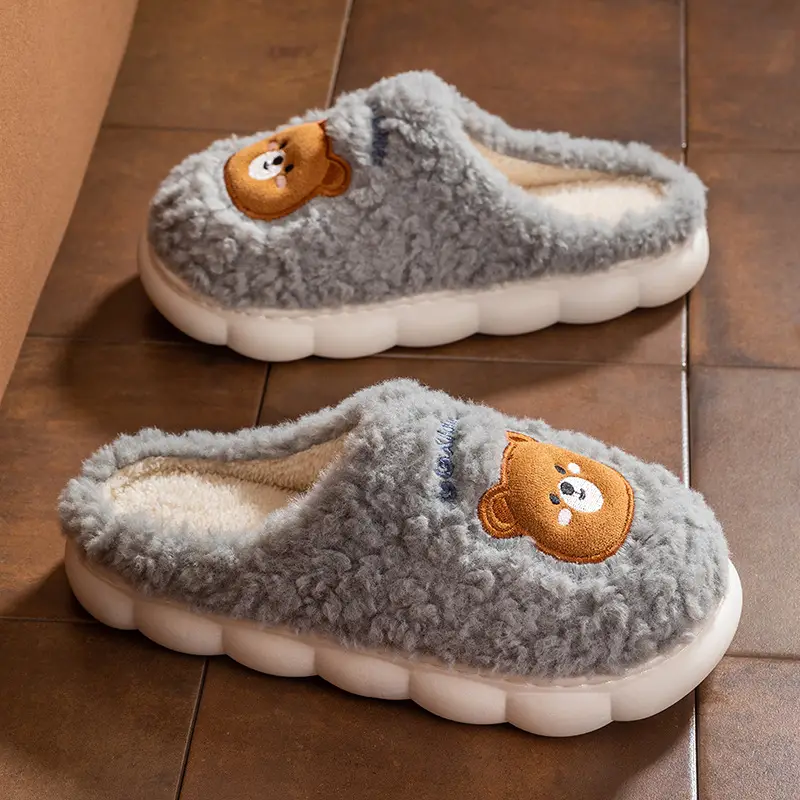 New Cartoon Cotton Slippers for Men Women Home Winter - Image 13