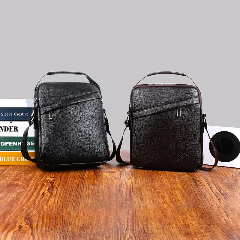 Men's Black Leather Crossbody Shoulder Bag Small Commuting - Image 6