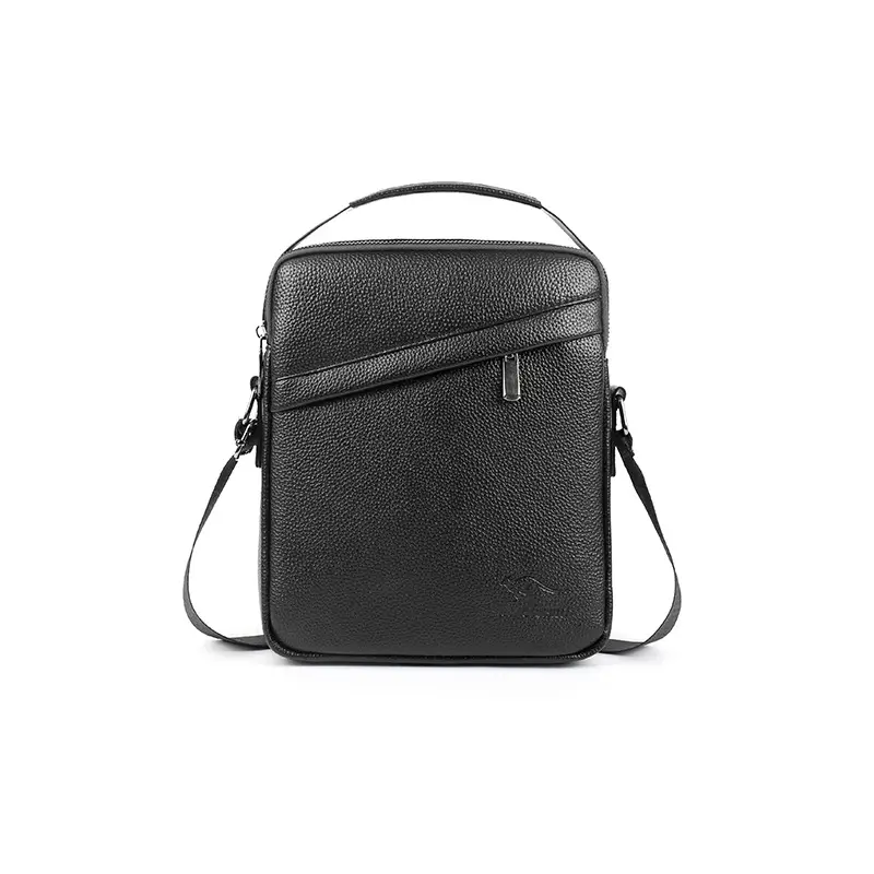 Men's Black Leather Crossbody Shoulder Bag Small Commuting - Image 7