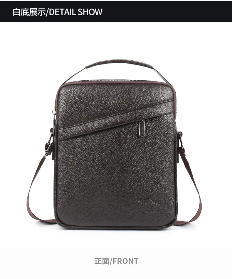 Men's Black Leather Crossbody Shoulder Bag Small Commuting — feature 12