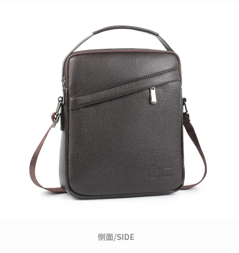 Men's Black Leather Crossbody Shoulder Bag Small Commuting — feature 13