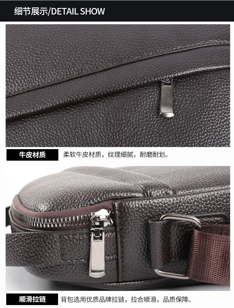 Men's Black Leather Crossbody Shoulder Bag Small Commuting — feature 16