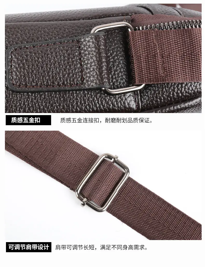 Men's Black Leather Crossbody Shoulder Bag Small Commuting — feature 17