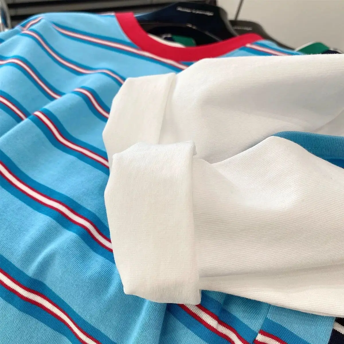 Boys Fake Two-Piece Cotton Striped T-Shirt Medium Large — feature 8