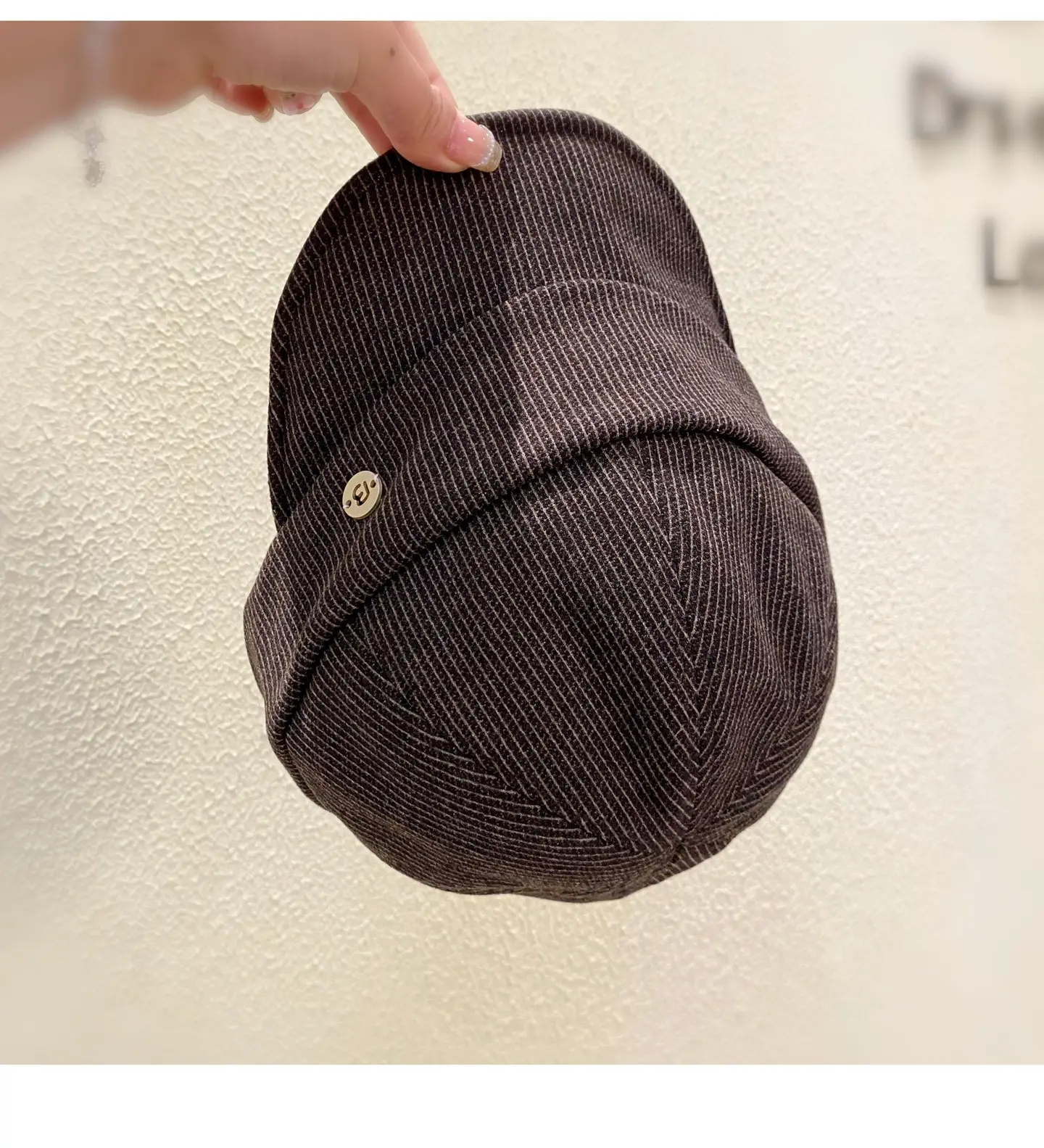 Women Classic Pleated Cap Grey Striped Spring Autumn — feature 4