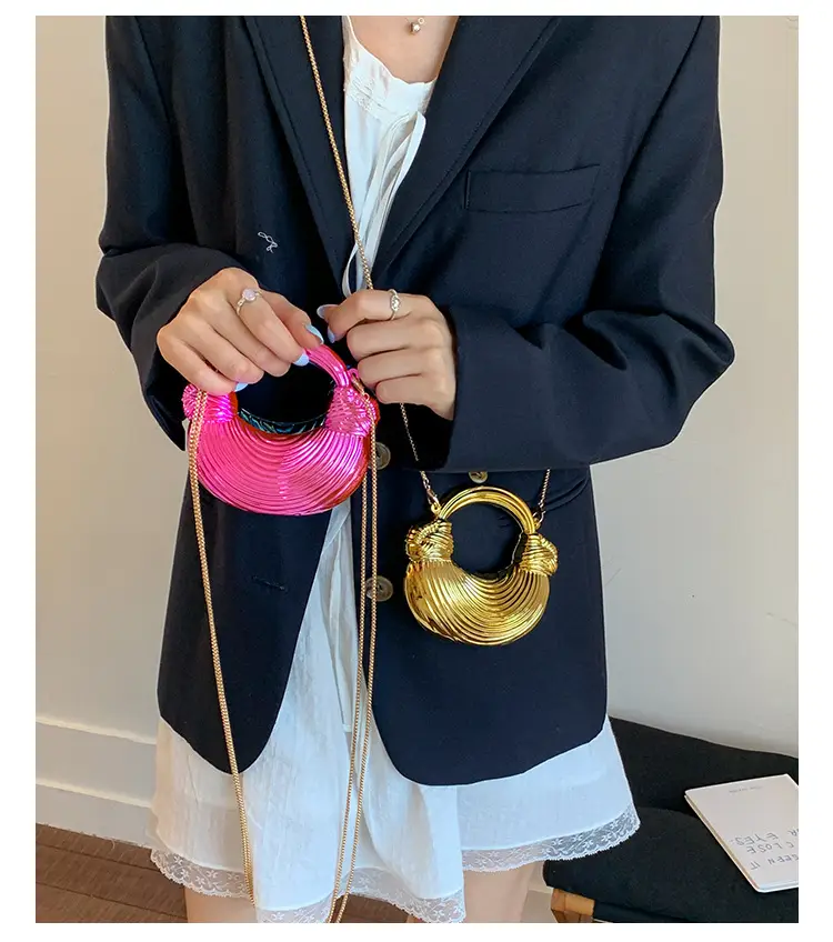 Golden Acrylic Chain Dumpling Bag for Women — feature 16