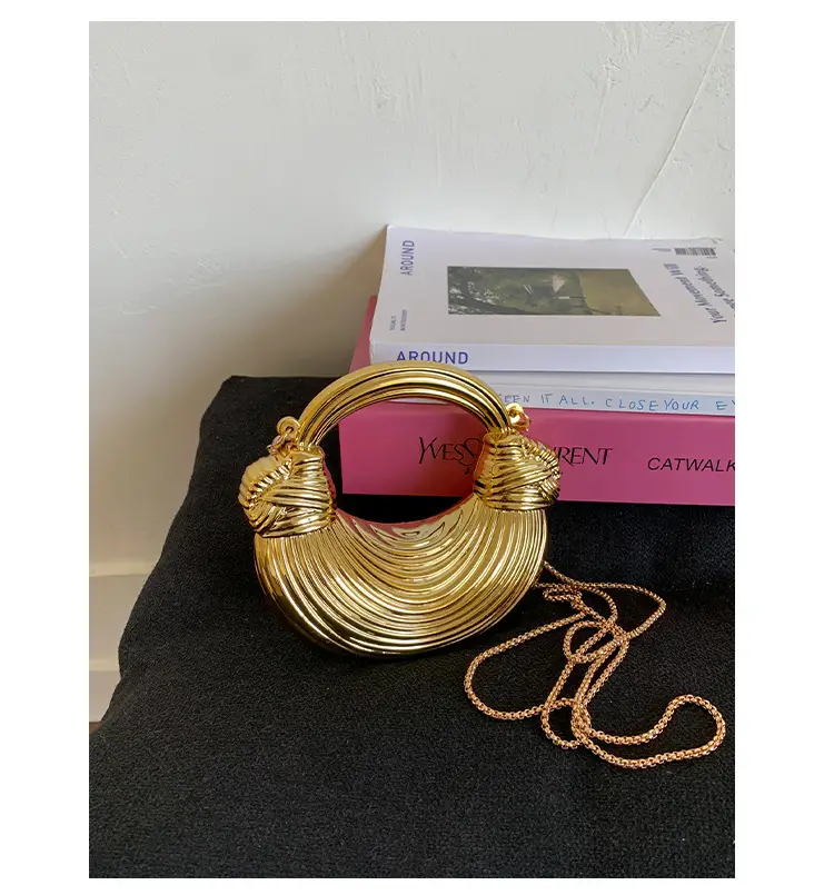 Golden Acrylic Chain Dumpling Bag for Women — feature 19