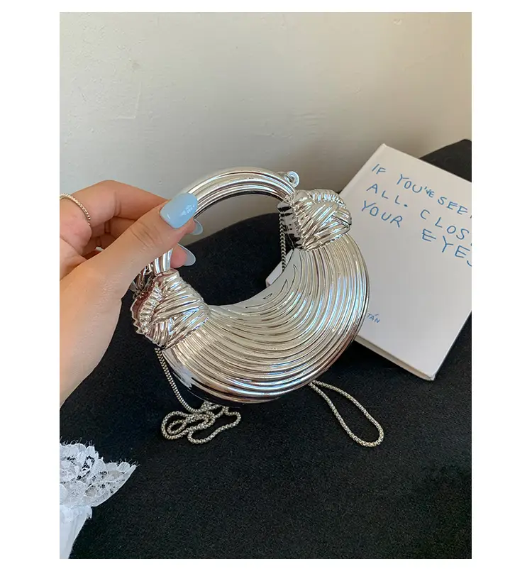 Golden Acrylic Chain Dumpling Bag for Women — feature 24