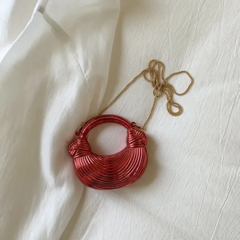 Golden Acrylic Chain Dumpling Bag for Women - Image 5