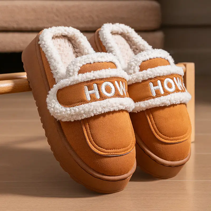 Creative DIY Velvet Birkenstock Cotton Shoes for Women in Autumn and Winter Fashionable Outer Wear Thick-Soled Non-Slip Warm Cotton Slippers - Image 7