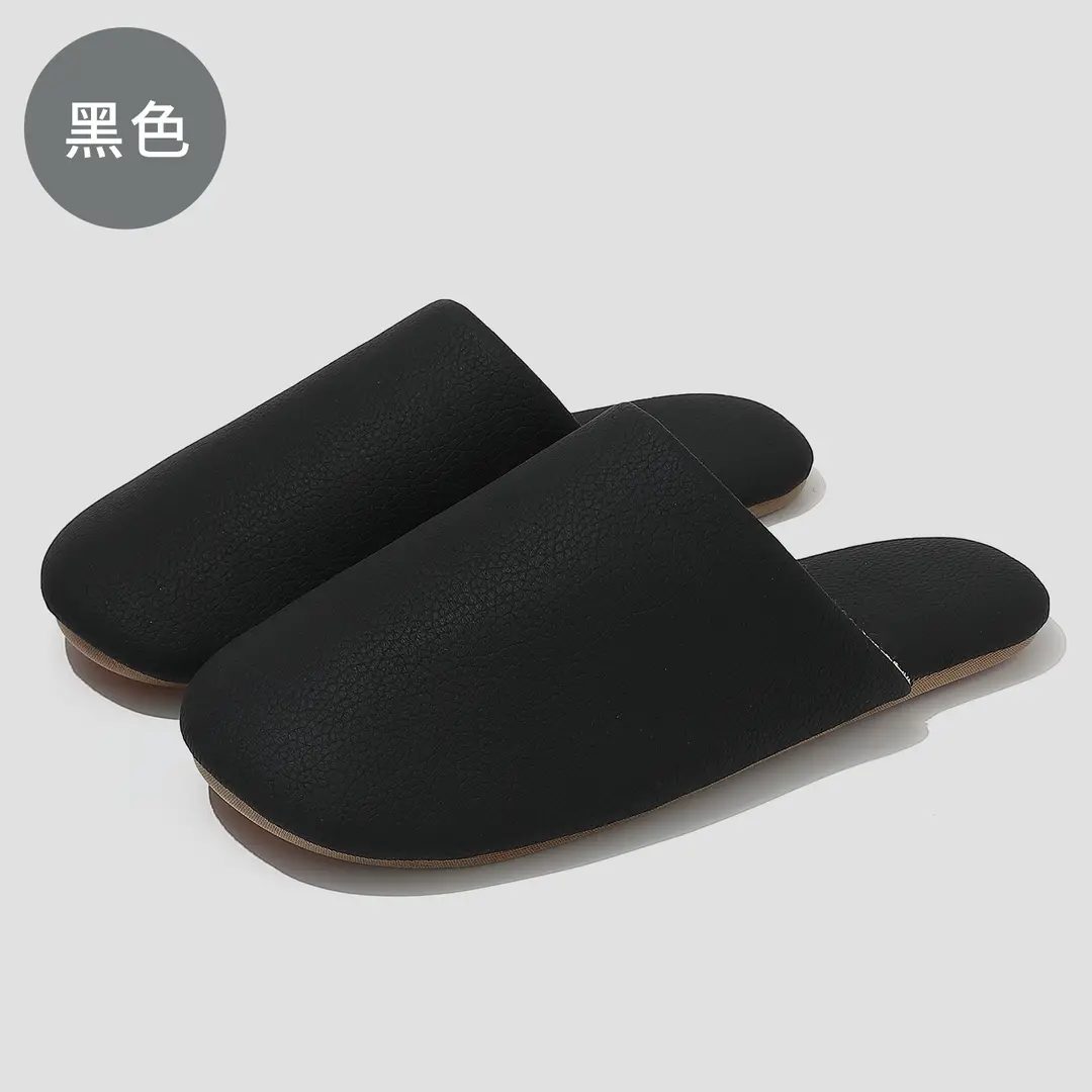 New Style Couple's Japanese-Style Floor Slippers for Spring, Autumn, and Winter, Women's Soft-Soled Indoor Home Silent Non-Slip Pu Waterproof Cotton Slippers for Men - Image 5