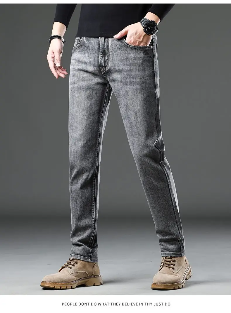 Men's Dark Blue Slim Fit Textured Wash Jeans Autumn Winter — feature 20