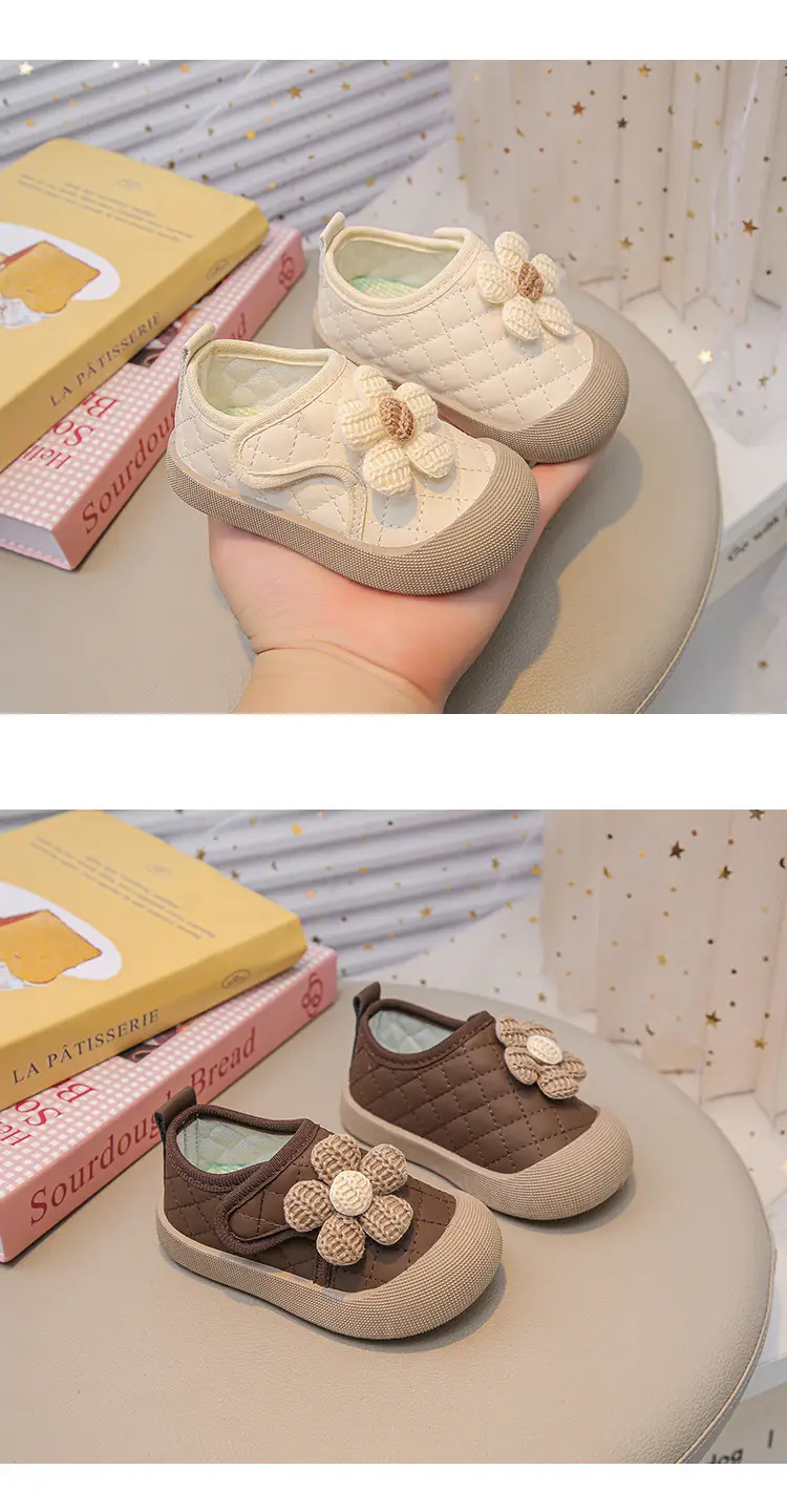 Brown Floral Baby Shoes for Girls 6-12 Months Soft Sole — feature 13