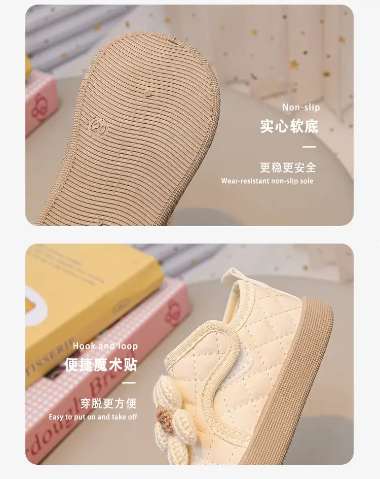 Brown Floral Baby Shoes for Girls 6-12 Months Soft Sole — feature 7