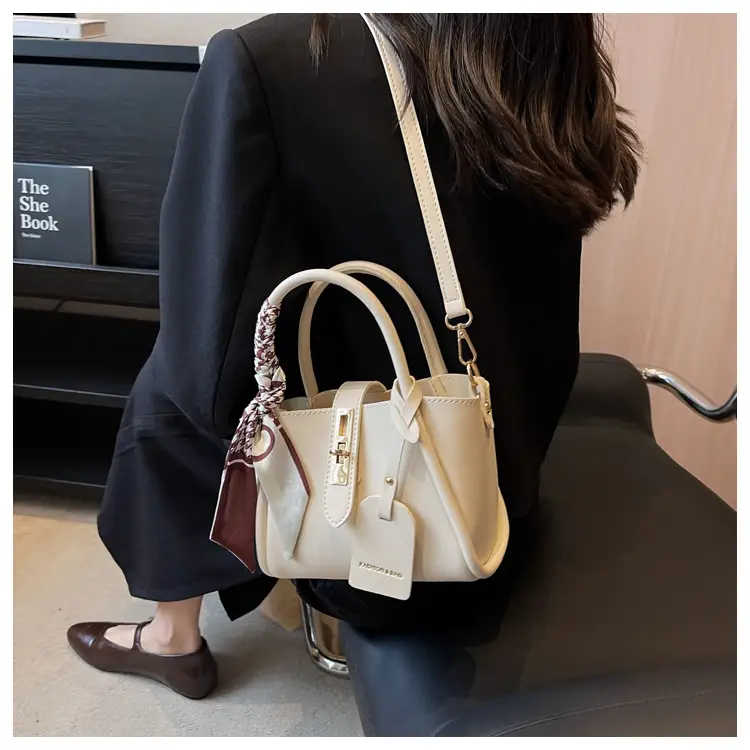 Black Leather Shoulder Crossbody Bag with Gold Plated Handles — feature 12