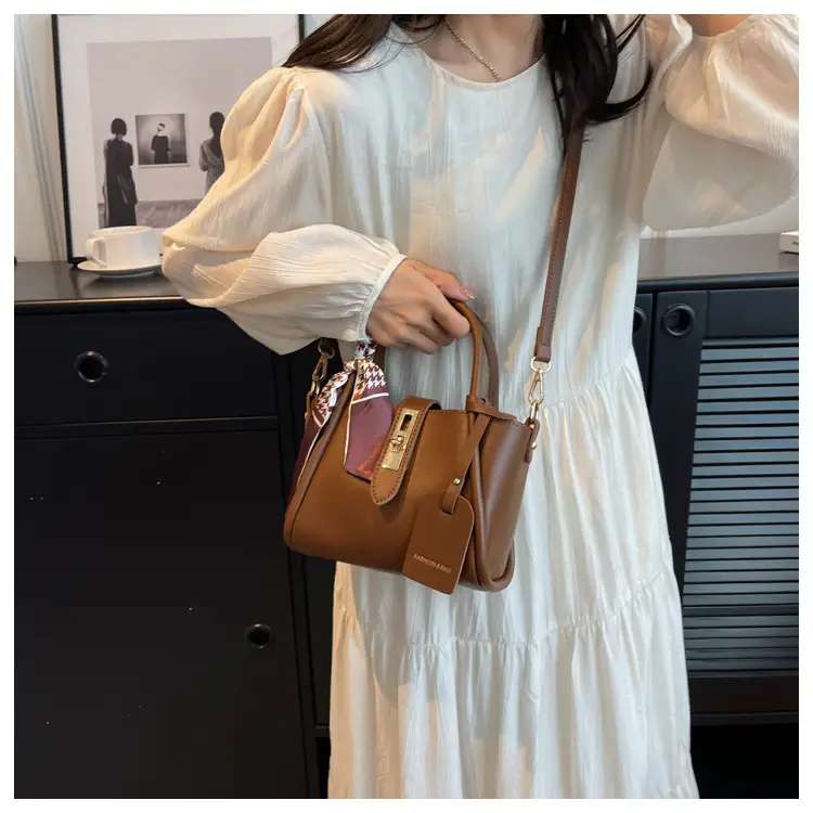 Black Leather Shoulder Crossbody Bag with Gold Plated Handles — feature 23