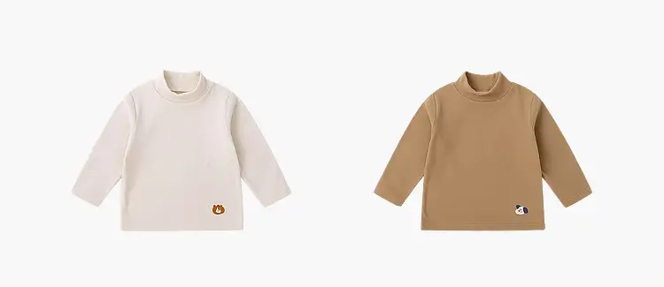 Dudu Kids Long Sleeve Turtlenege T-Shirt Set Brown White — feature 7