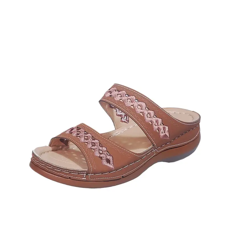 Foreign Trade European and American Women's Aliexpress Flower Large Size Women's Shoes Casual Shoes Fashion One-Line Sandals Slippers Sandals - Image 10
