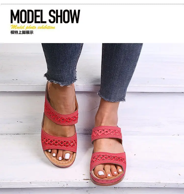 Foreign Trade European and American Women's Aliexpress Flower Large Size Women's Shoes Casual Shoes Fashion One-Line Sandals Slippers Sandals — feature 1