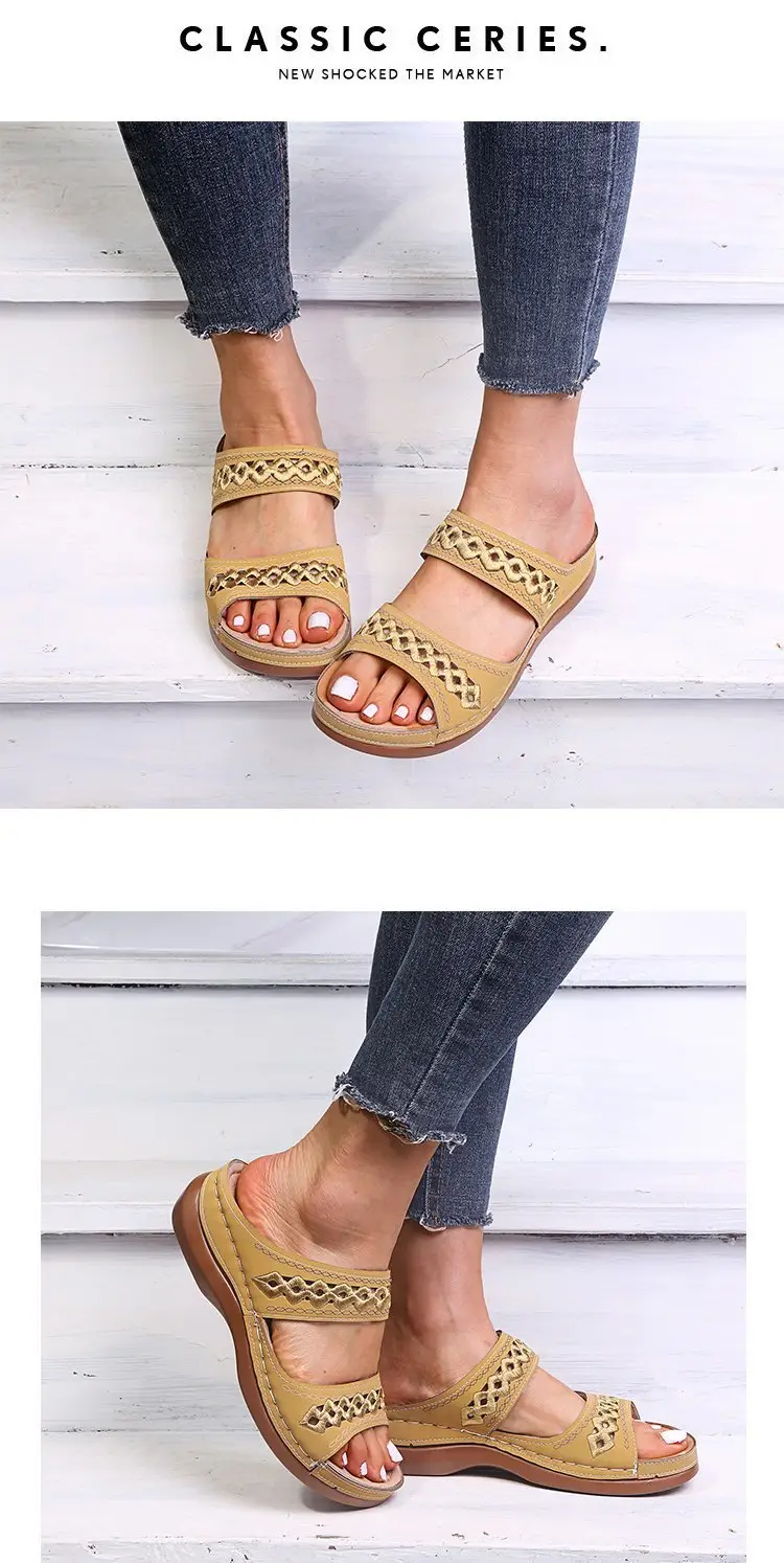 Foreign Trade European and American Women's Aliexpress Flower Large Size Women's Shoes Casual Shoes Fashion One-Line Sandals Slippers Sandals — feature 10