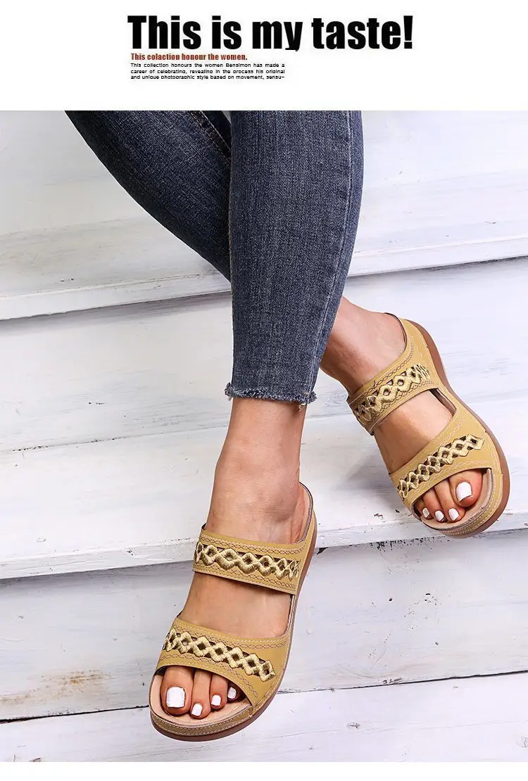 Foreign Trade European and American Women's Aliexpress Flower Large Size Women's Shoes Casual Shoes Fashion One-Line Sandals Slippers Sandals — feature 11