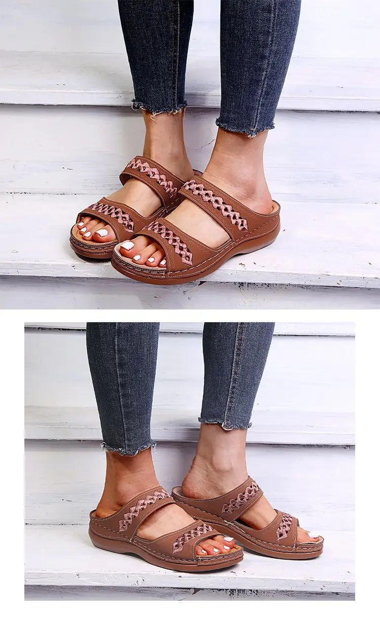 Foreign Trade European and American Women's Aliexpress Flower Large Size Women's Shoes Casual Shoes Fashion One-Line Sandals Slippers Sandals — feature 13