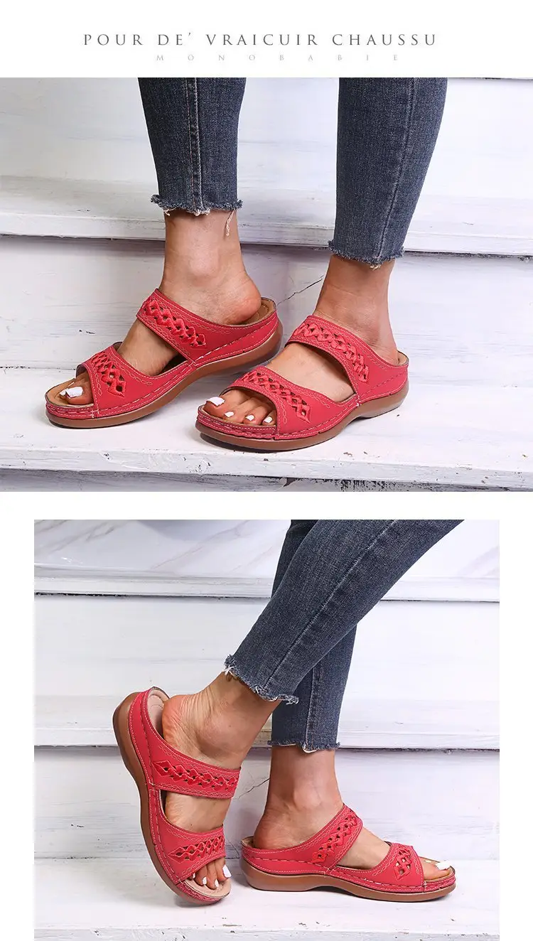 Foreign Trade European and American Women's Aliexpress Flower Large Size Women's Shoes Casual Shoes Fashion One-Line Sandals Slippers Sandals — feature 2