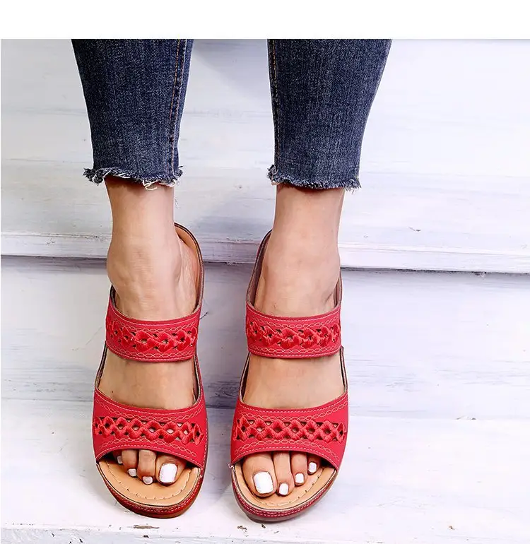 Foreign Trade European and American Women's Aliexpress Flower Large Size Women's Shoes Casual Shoes Fashion One-Line Sandals Slippers Sandals — feature 3