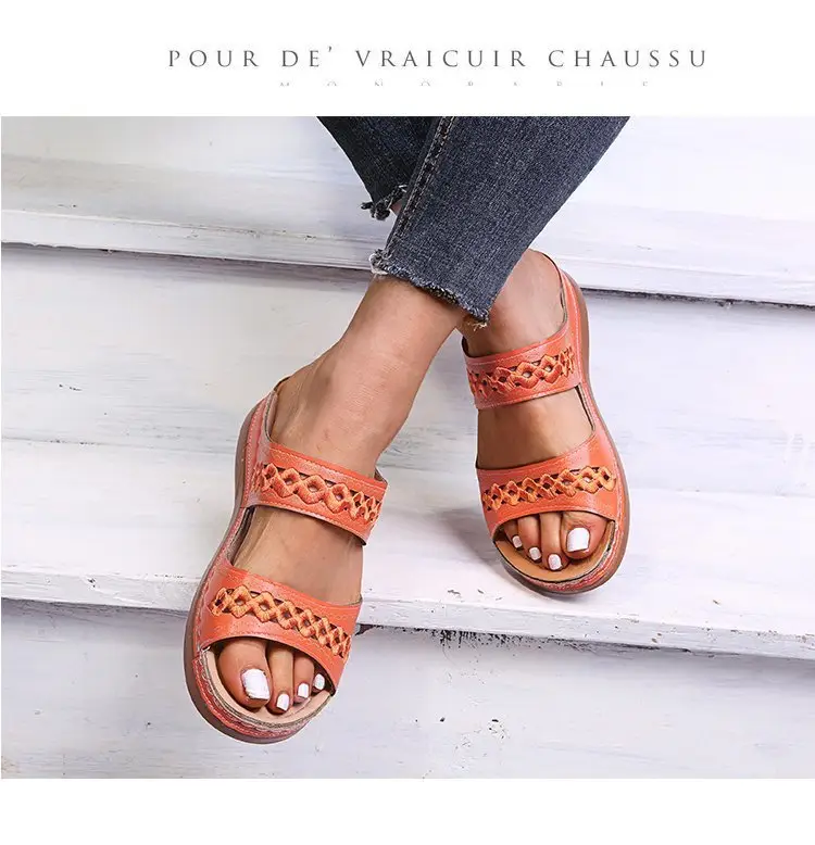 Foreign Trade European and American Women's Aliexpress Flower Large Size Women's Shoes Casual Shoes Fashion One-Line Sandals Slippers Sandals — feature 5
