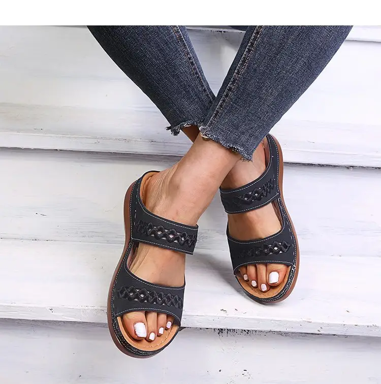 Foreign Trade European and American Women's Aliexpress Flower Large Size Women's Shoes Casual Shoes Fashion One-Line Sandals Slippers Sandals — feature 6