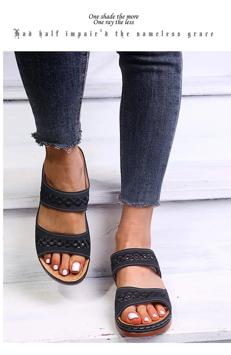 Foreign Trade European and American Women's Aliexpress Flower Large Size Women's Shoes Casual Shoes Fashion One-Line Sandals Slippers Sandals — feature 8