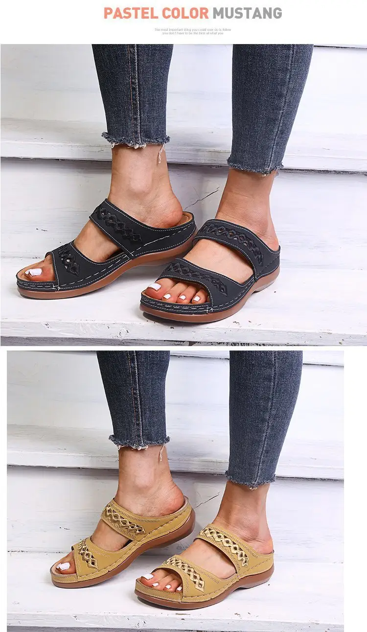 Foreign Trade European and American Women's Aliexpress Flower Large Size Women's Shoes Casual Shoes Fashion One-Line Sandals Slippers Sandals — feature 9