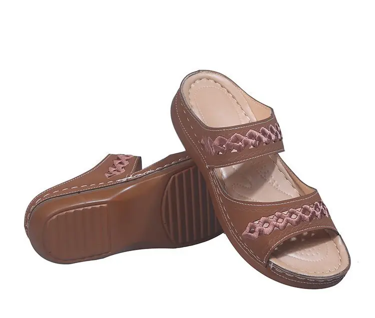 Foreign Trade European and American Women's Aliexpress Flower Large Size Women's Shoes Casual Shoes Fashion One-Line Sandals Slippers Sandals - Image 3