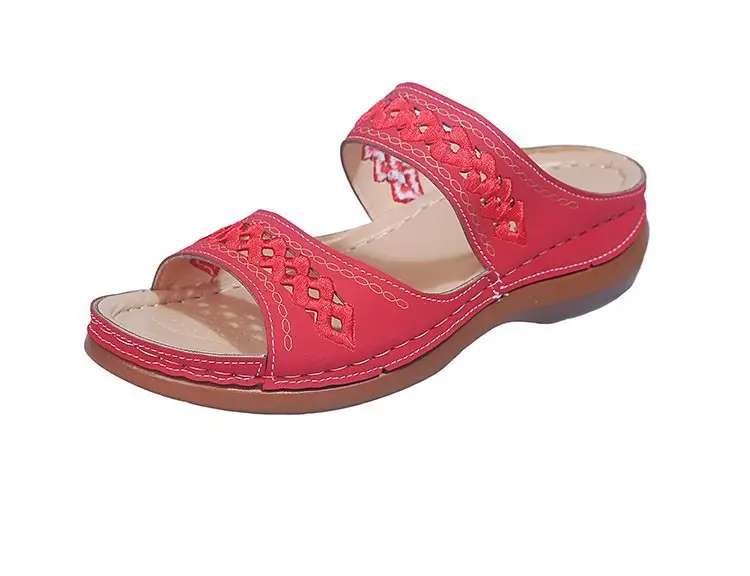 Foreign Trade European and American Women's Aliexpress Flower Large Size Women's Shoes Casual Shoes Fashion One-Line Sandals Slippers Sandals - Image 5
