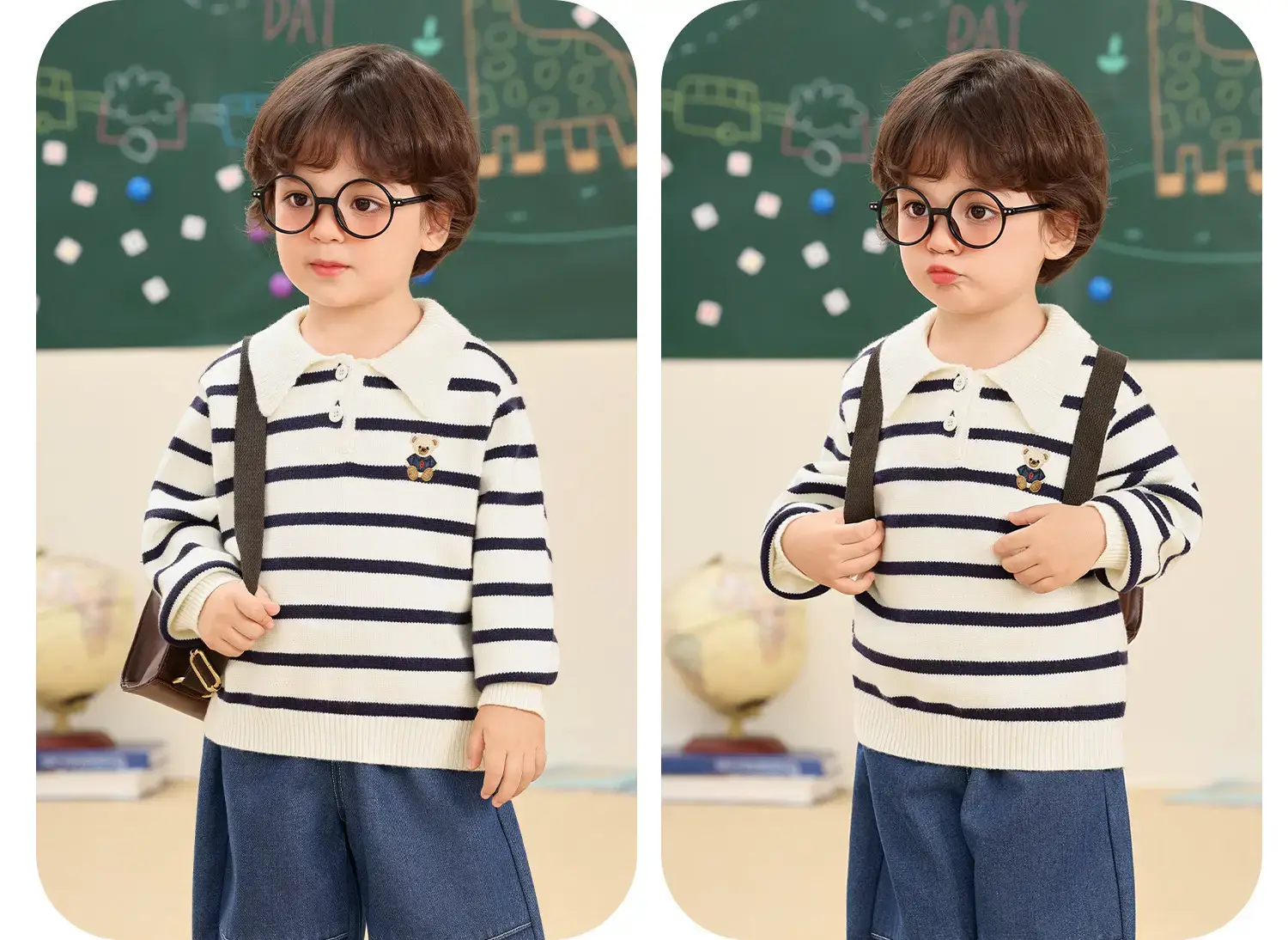 Kaka Panda Boys Long Sleeve T-Shirt Blue Pants Set — feature 10
