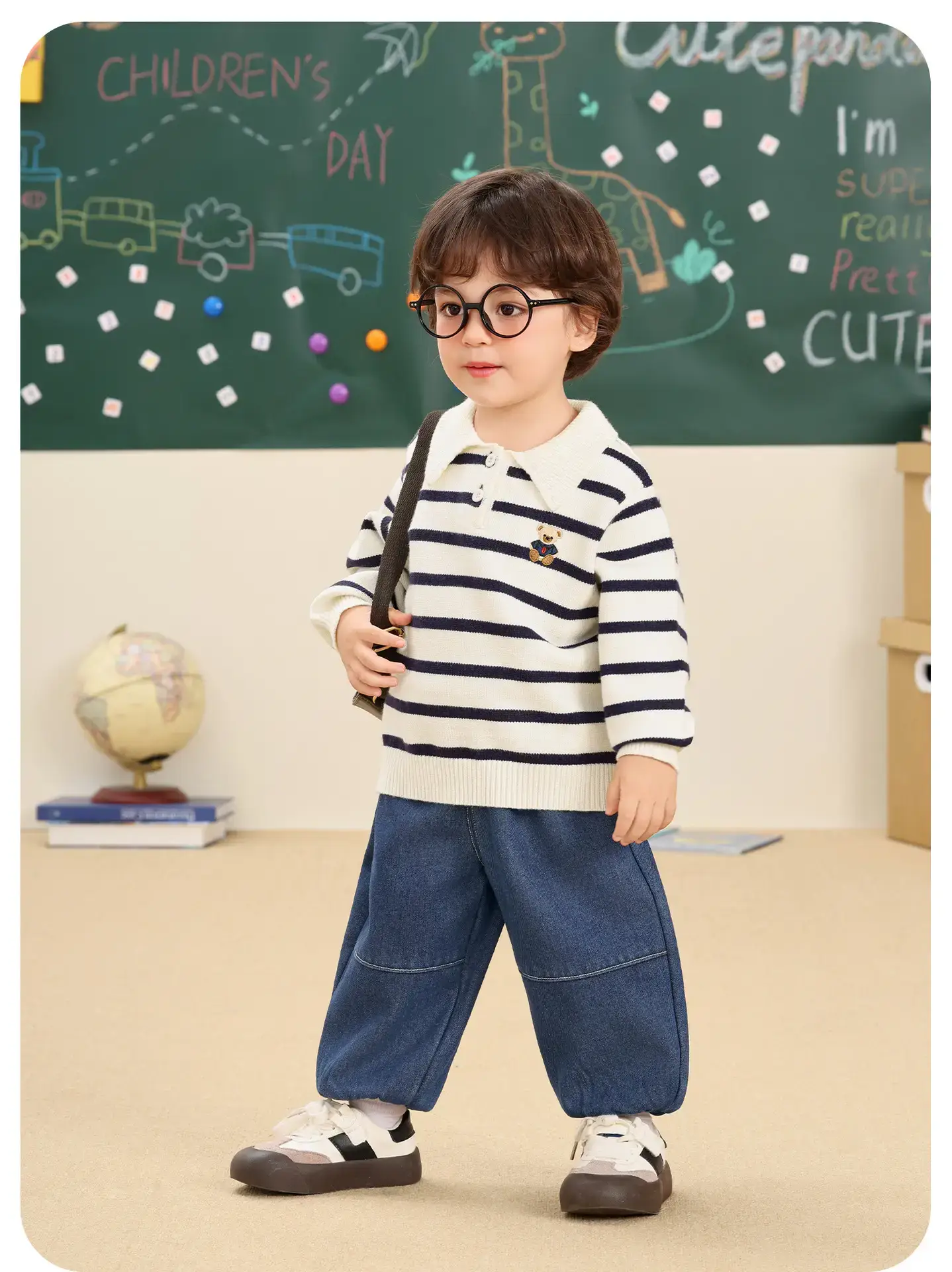 Kaka Panda Boys Long Sleeve T-Shirt Blue Pants Set — feature 7