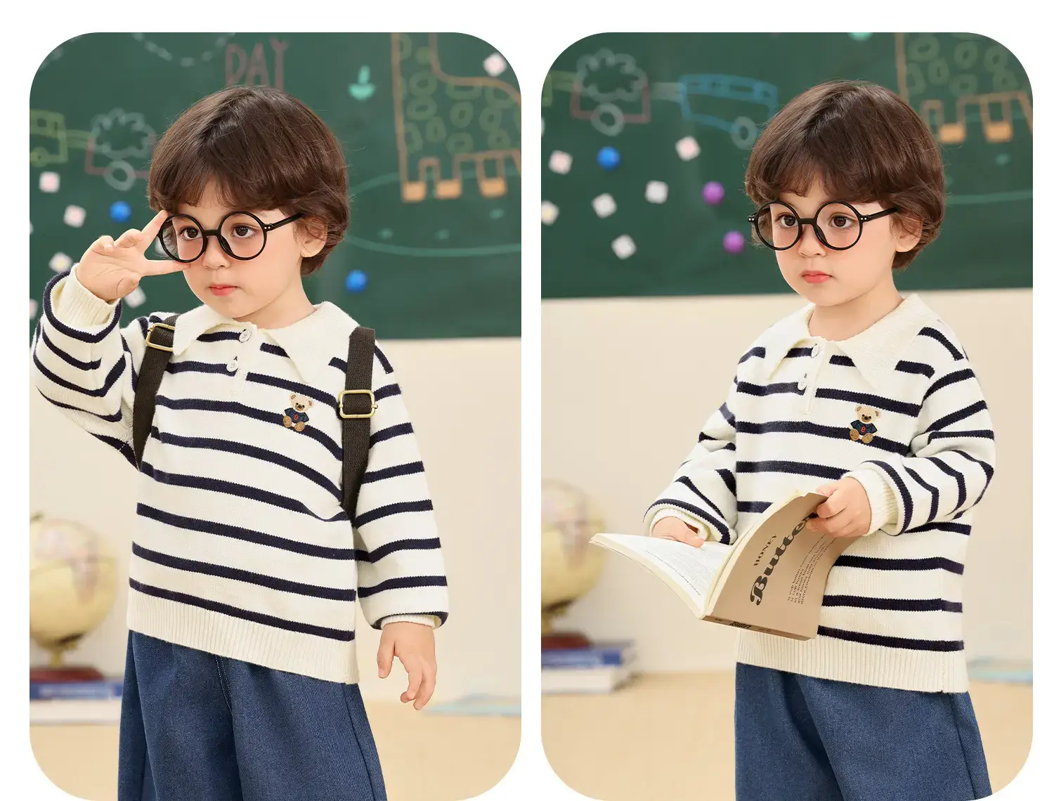 Kaka Panda Boys Long Sleeve T-Shirt Blue Pants Set — feature 8