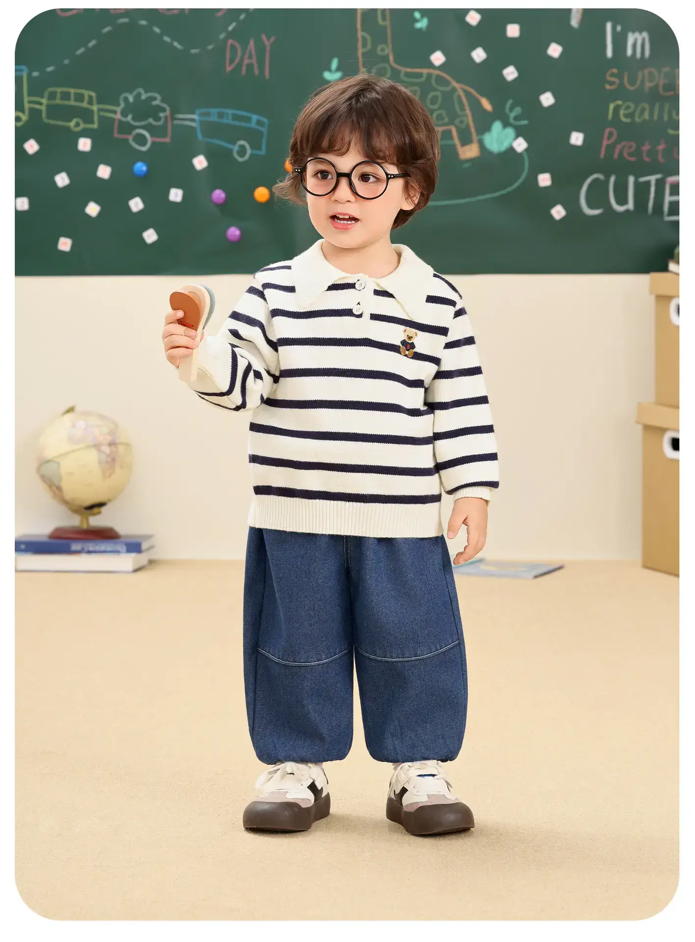 Kaka Panda Boys Long Sleeve T-Shirt Blue Pants Set — feature 9