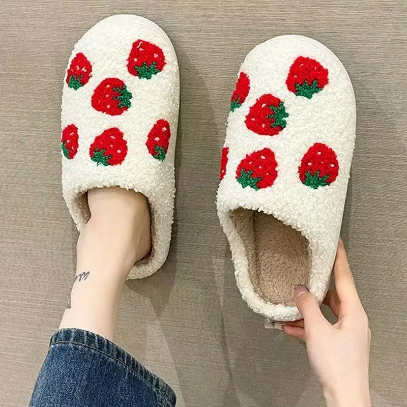 Women's Red Heart Cotton Slippers Winter Warm Indoor - Image 2