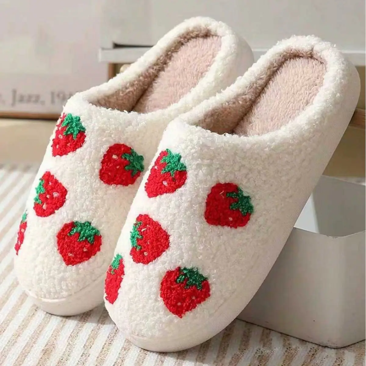 Women's Red Heart Cotton Slippers Winter Warm Indoor - Image 4
