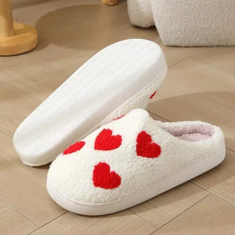 Women's Red Heart Cotton Slippers Winter Warm Indoor - Image 5