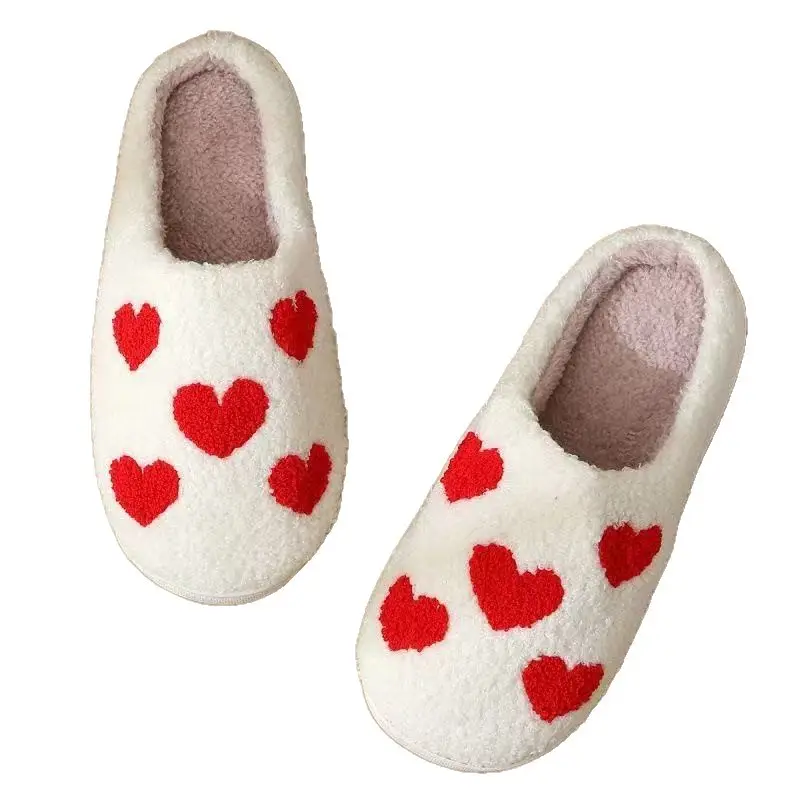 Women's Red Heart Cotton Slippers Winter Warm Indoor - Image 6