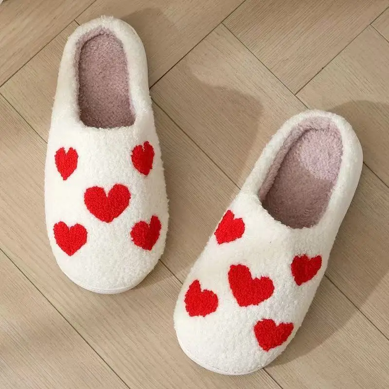 Women's Red Heart Cotton Slippers Winter Warm Indoor — feature 2
