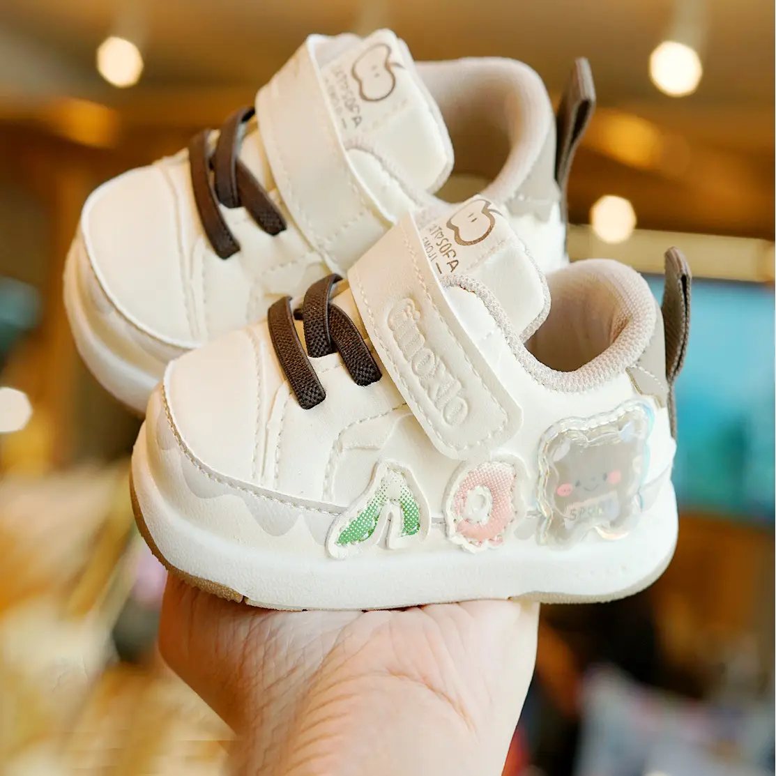 Toddler Cartoon Sneakers White Anti-Slip 1-2Yrs