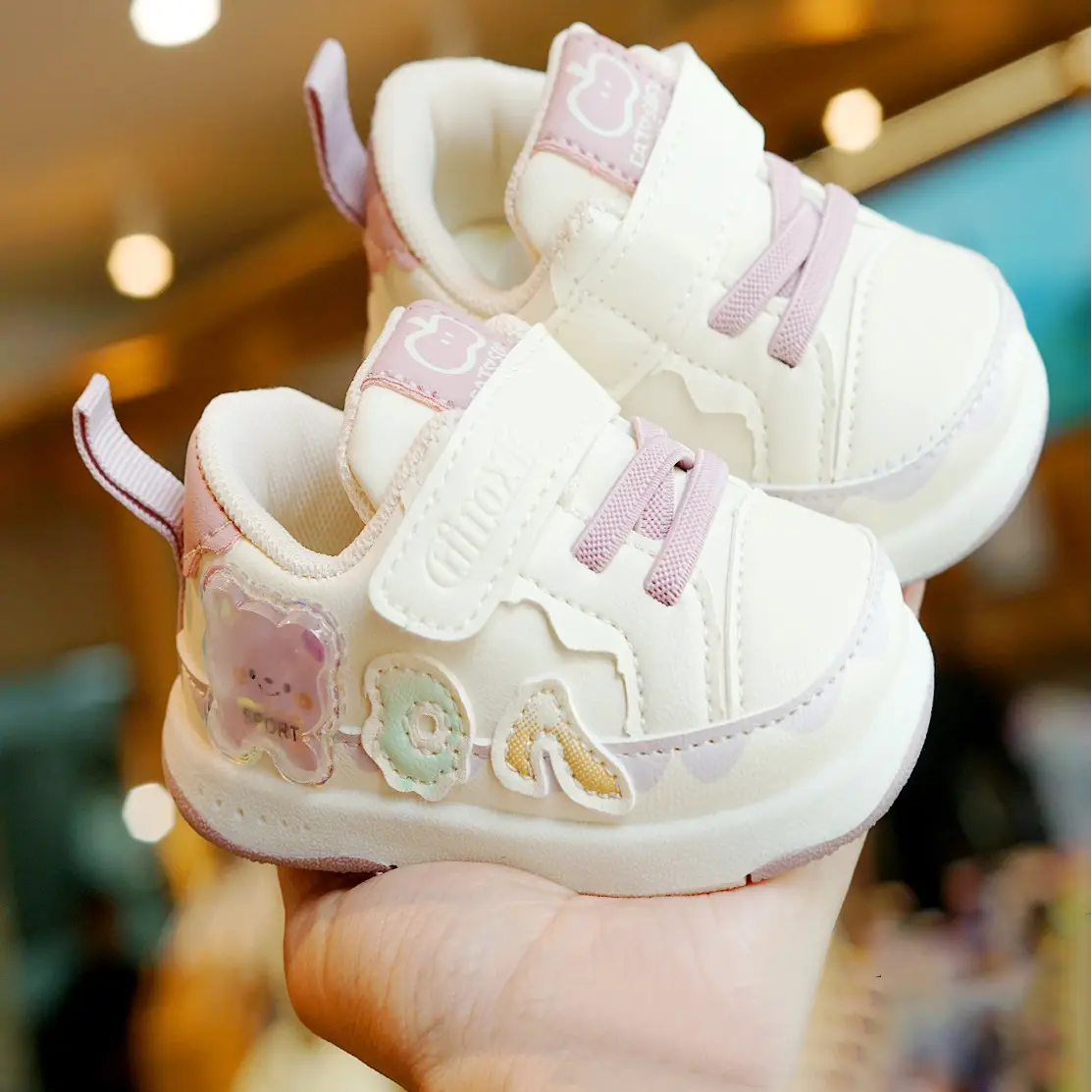 Toddler Cartoon Sneakers White Anti-Slip 1-2Yrs