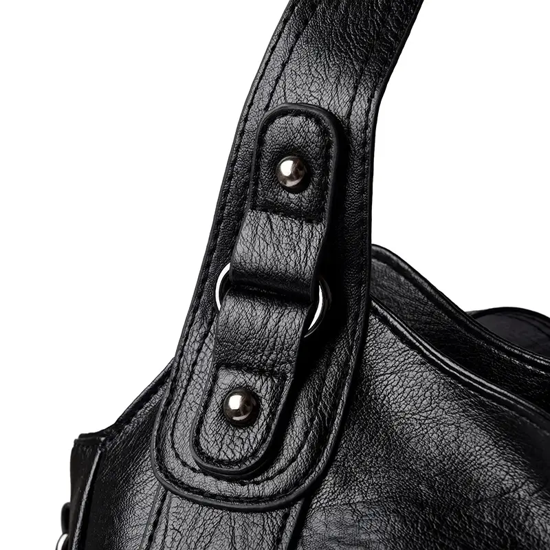 Brown Leather Women's Shoulder Bag with Multiple Pockets — feature 12